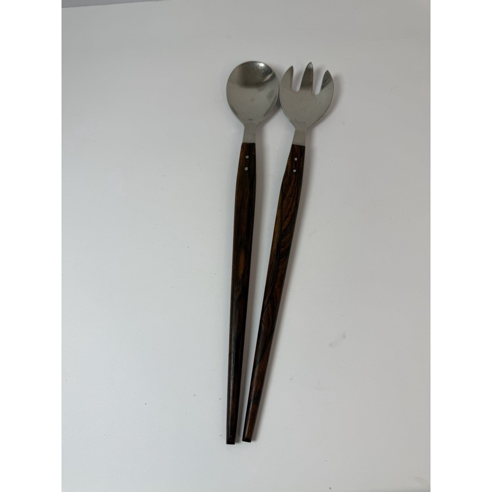 HEPE Denmark Stainless Steel / Rosewood Salad Servers Mid-Century Vintage